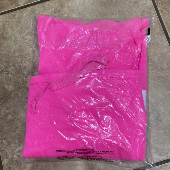 VICTORIA'S SECRET PINK FLEECE CROPPED CINCHED CAMPUS HOODIE-NWT - Picture 4 of 4